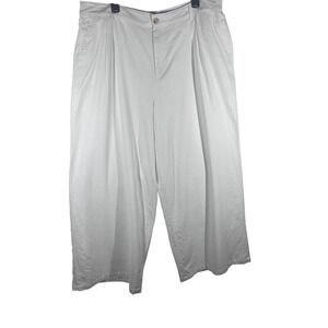 Liz Claiborne White Wide Leg High‎ Rise Pleated Cropped Pants Size 18 NEW